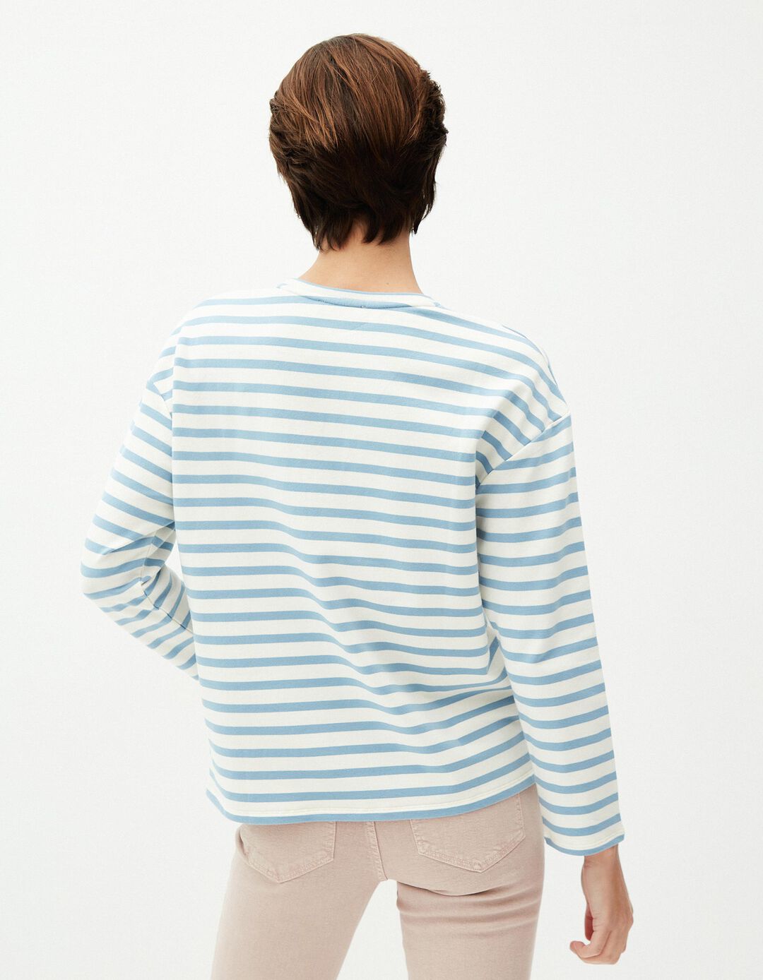 Camisola Riscas, Mulher, Azul Claro