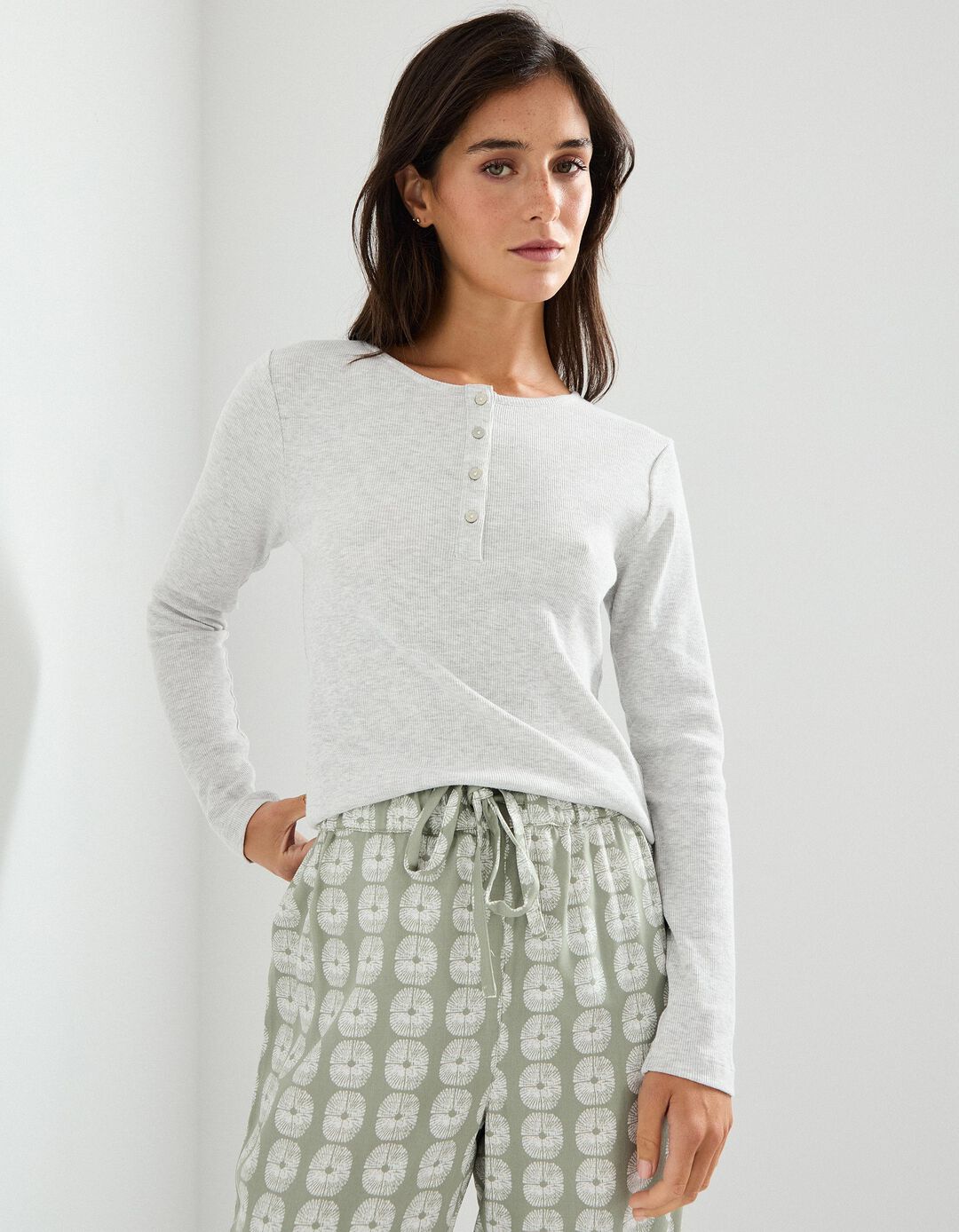 Pijama Jersey, Mulher, Bege 