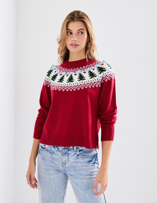 Comprar Online Camisola Natal de Malha, Mulher, Vermelho