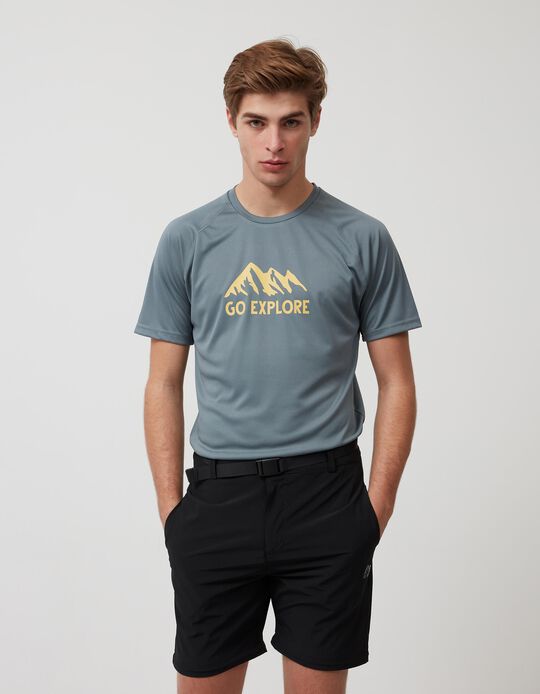 T-shirt de 'Trekking', Homem, Cinzento