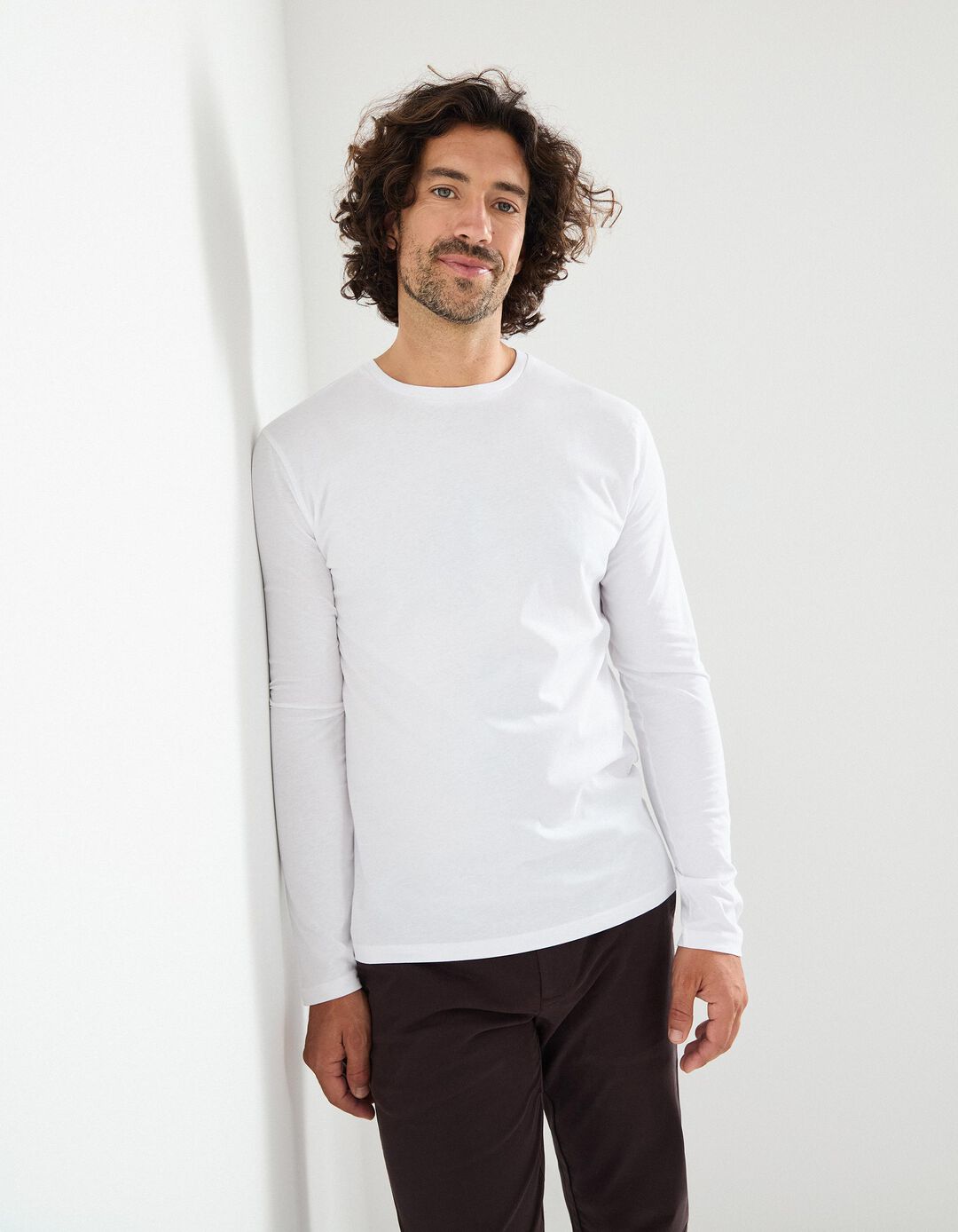 T-shirt Manga Comprida, Homem, Branco
