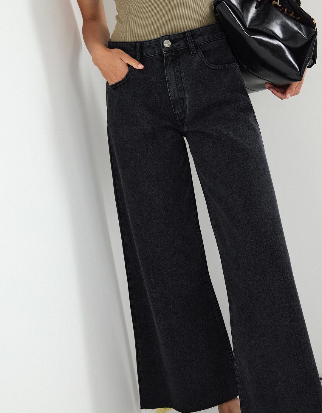 Calças Culotte, Mulher, Preto