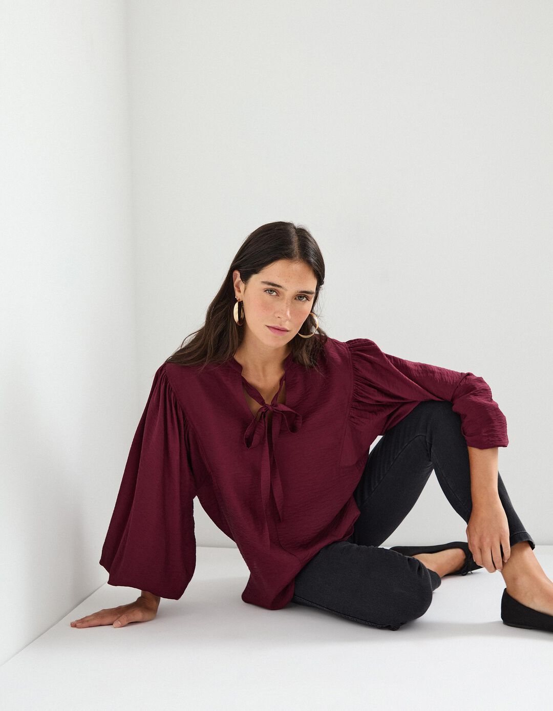 Blusa com Viscose, Mulher, Vermelho Escuro