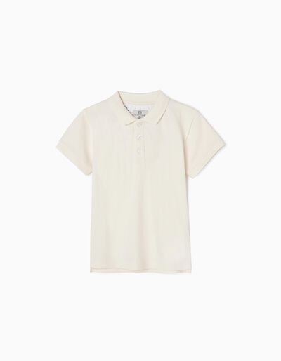 Cotton Piqué Polo Shirt for Boys 'B&S', White