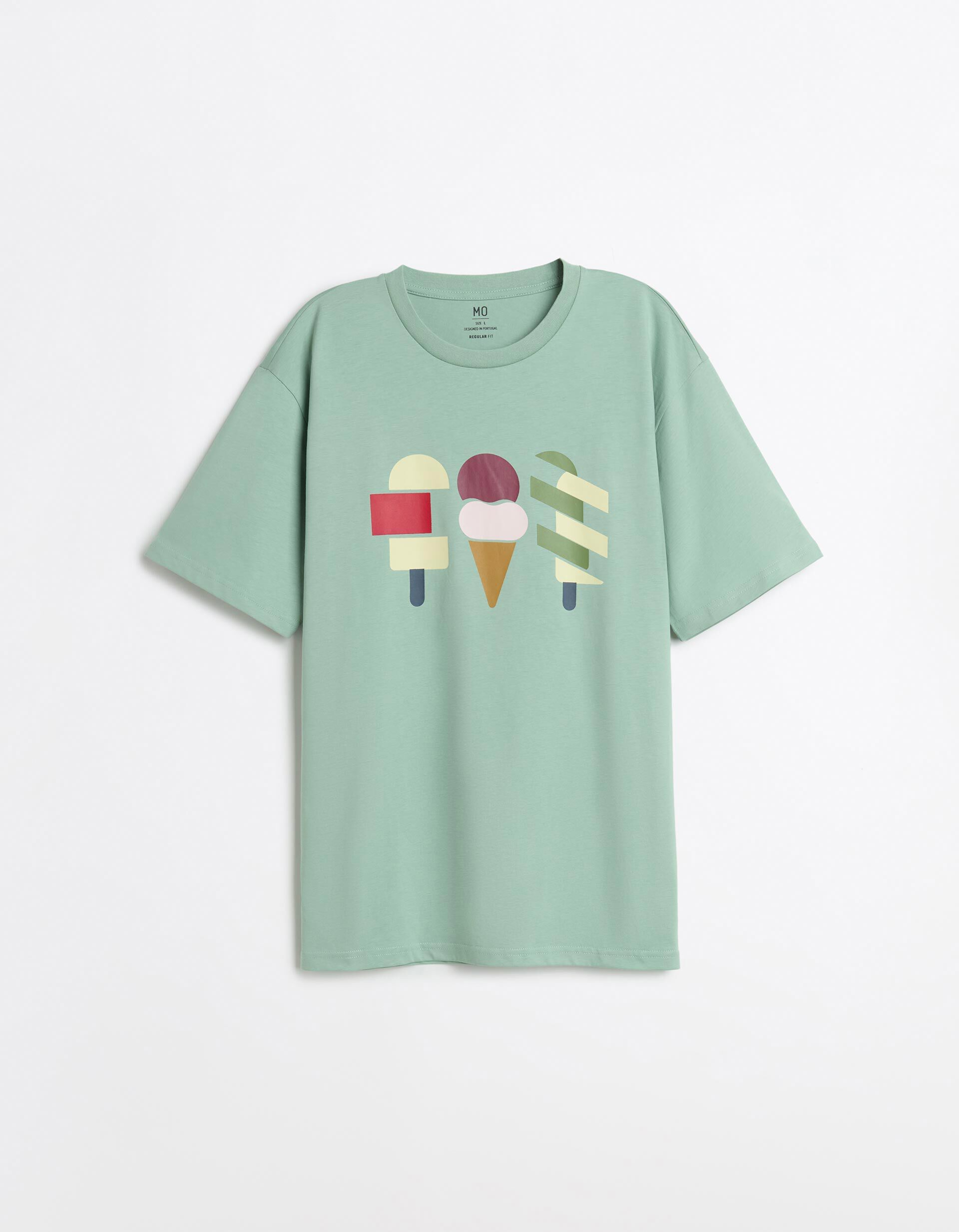 Comprar Online T-shirt Jersey Estampada, Homem, Verde Claro
