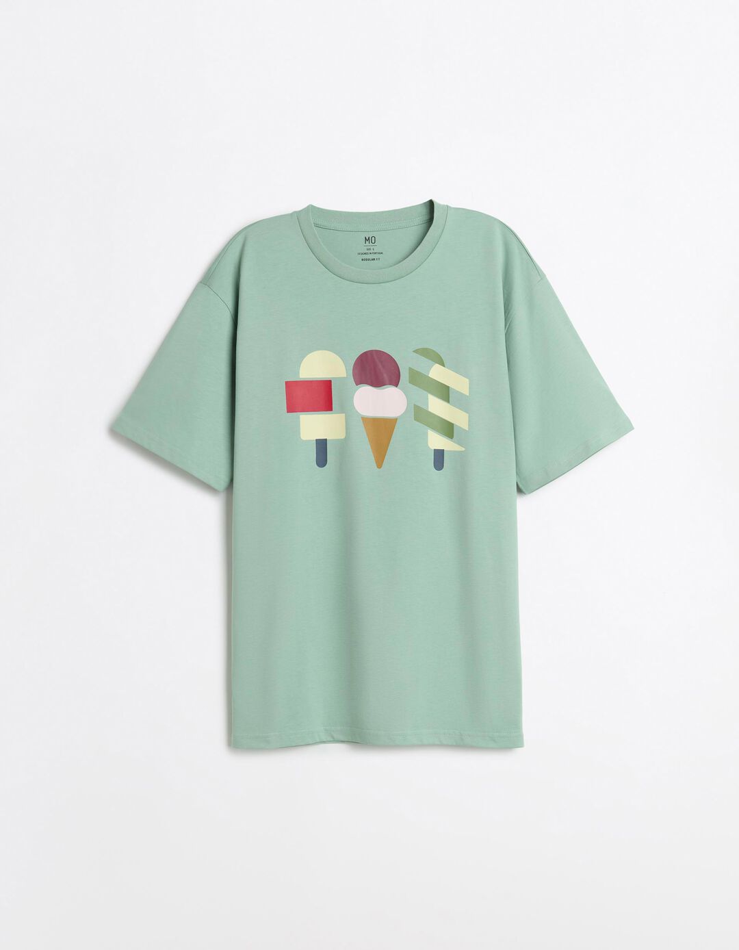 T-shirt Jersey Estampada, Homem, Verde Claro