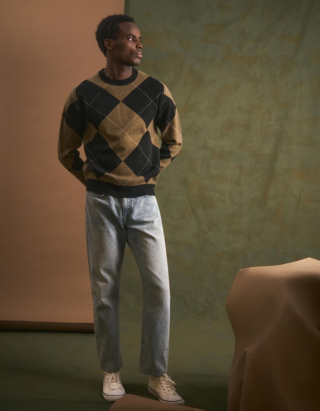 Camisola de Malha, Homem, Castanho