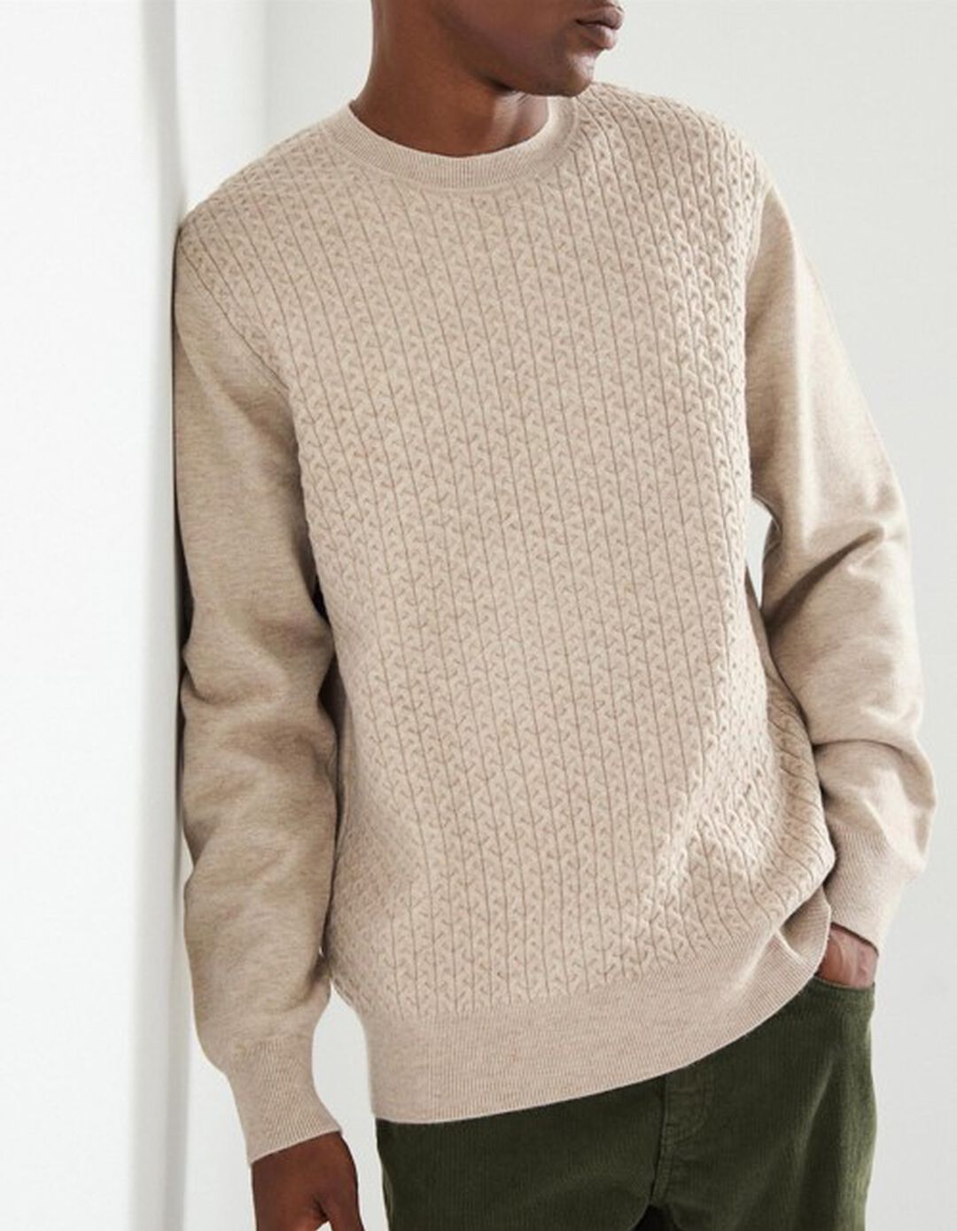 Camisola de Malha, Homem, Bege