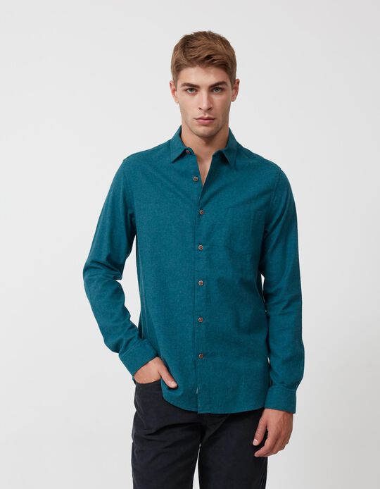 Flannel Shirt, Men, Blue