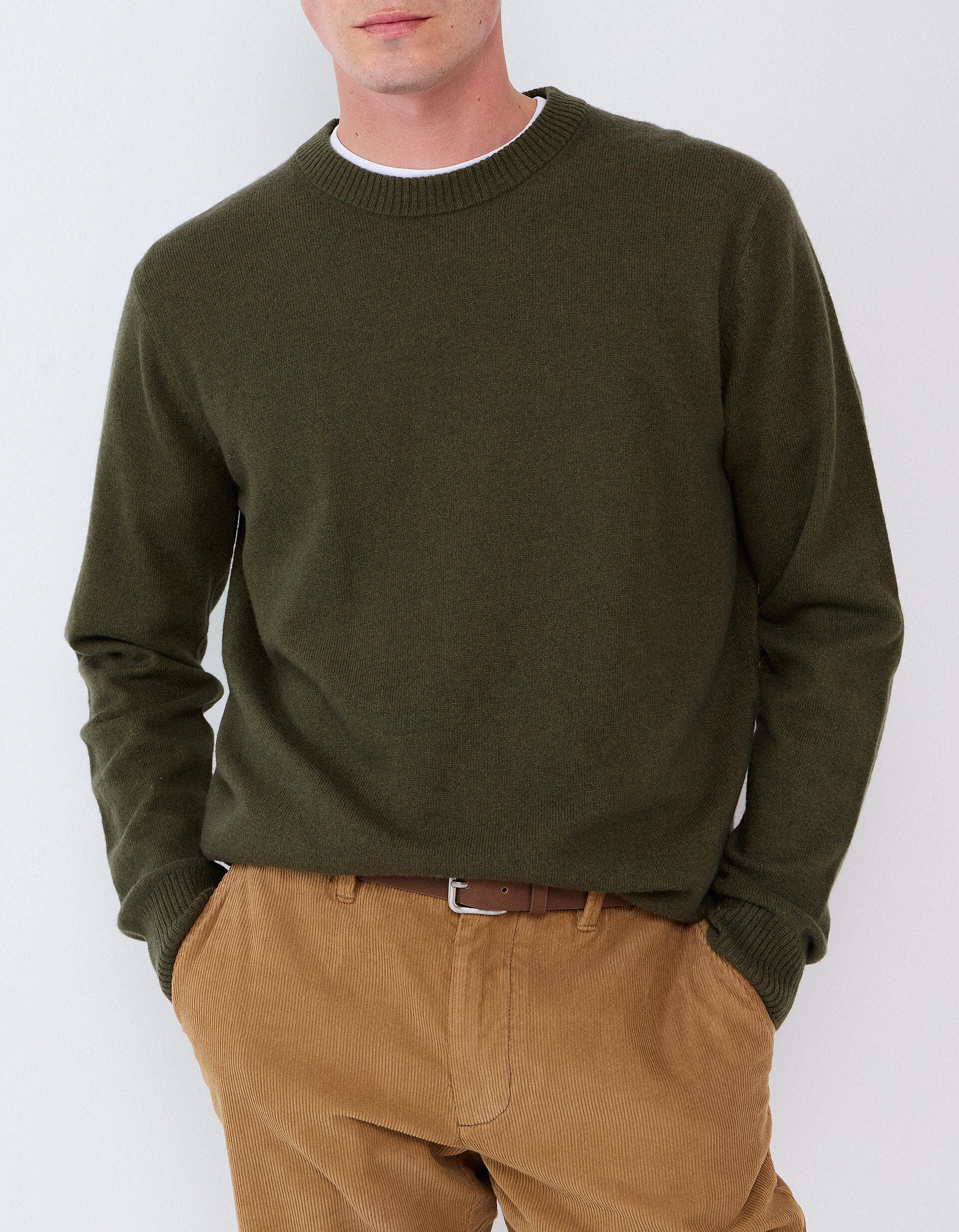 Comprar Online Camisola Com Mistura De L&atilde;, Homem, Verde Escuro