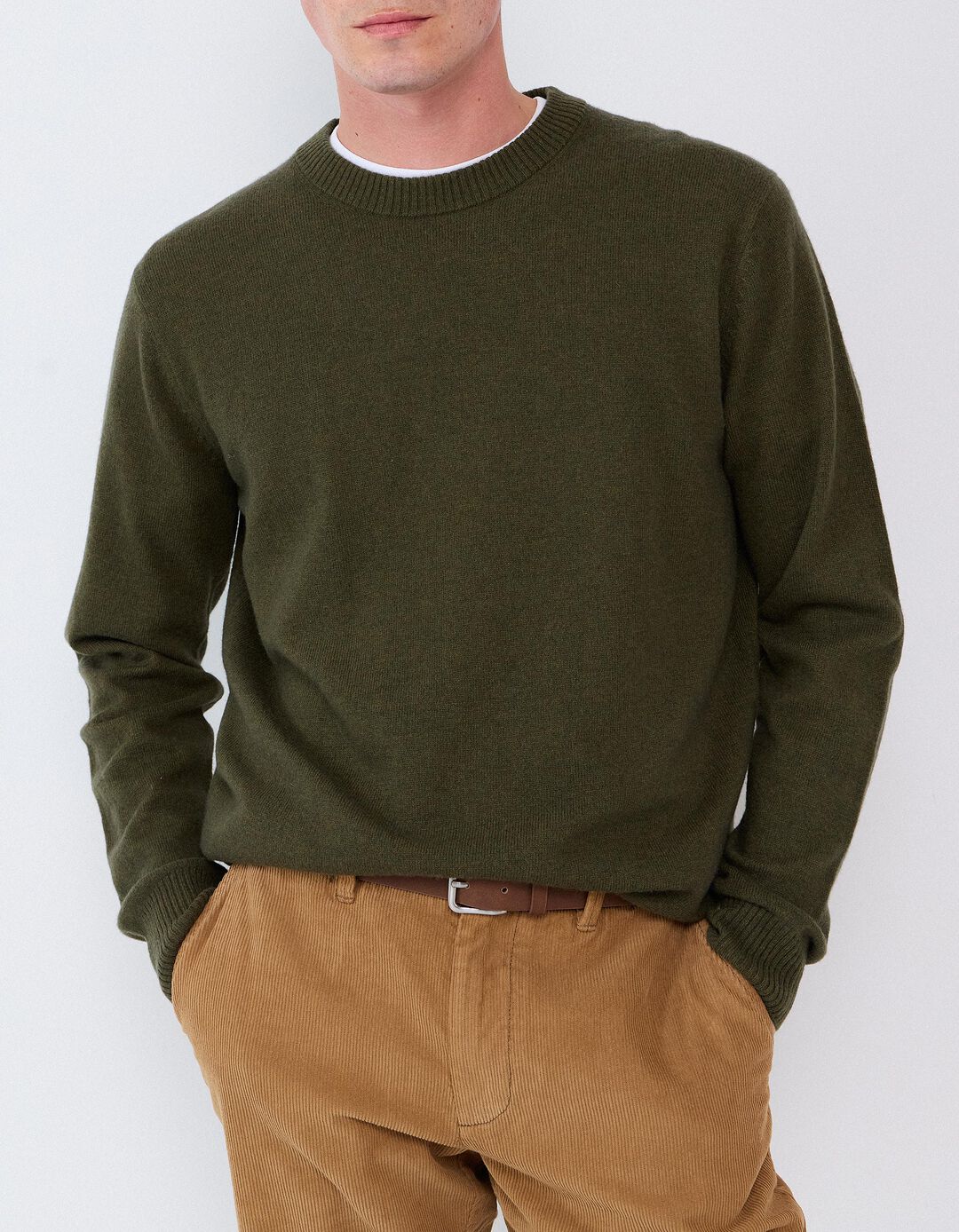 Camisola Com Mistura De L&atilde;, Homem, Verde Escuro