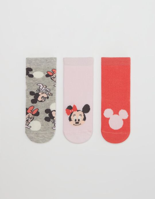 Pack of 3 Pairs of 'Minnie Mouse' Socks, Baby Girls, Multicolour