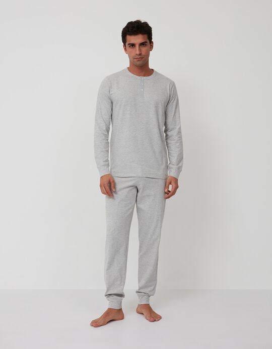 Plain Cotton Pyjamas, Men, Grey