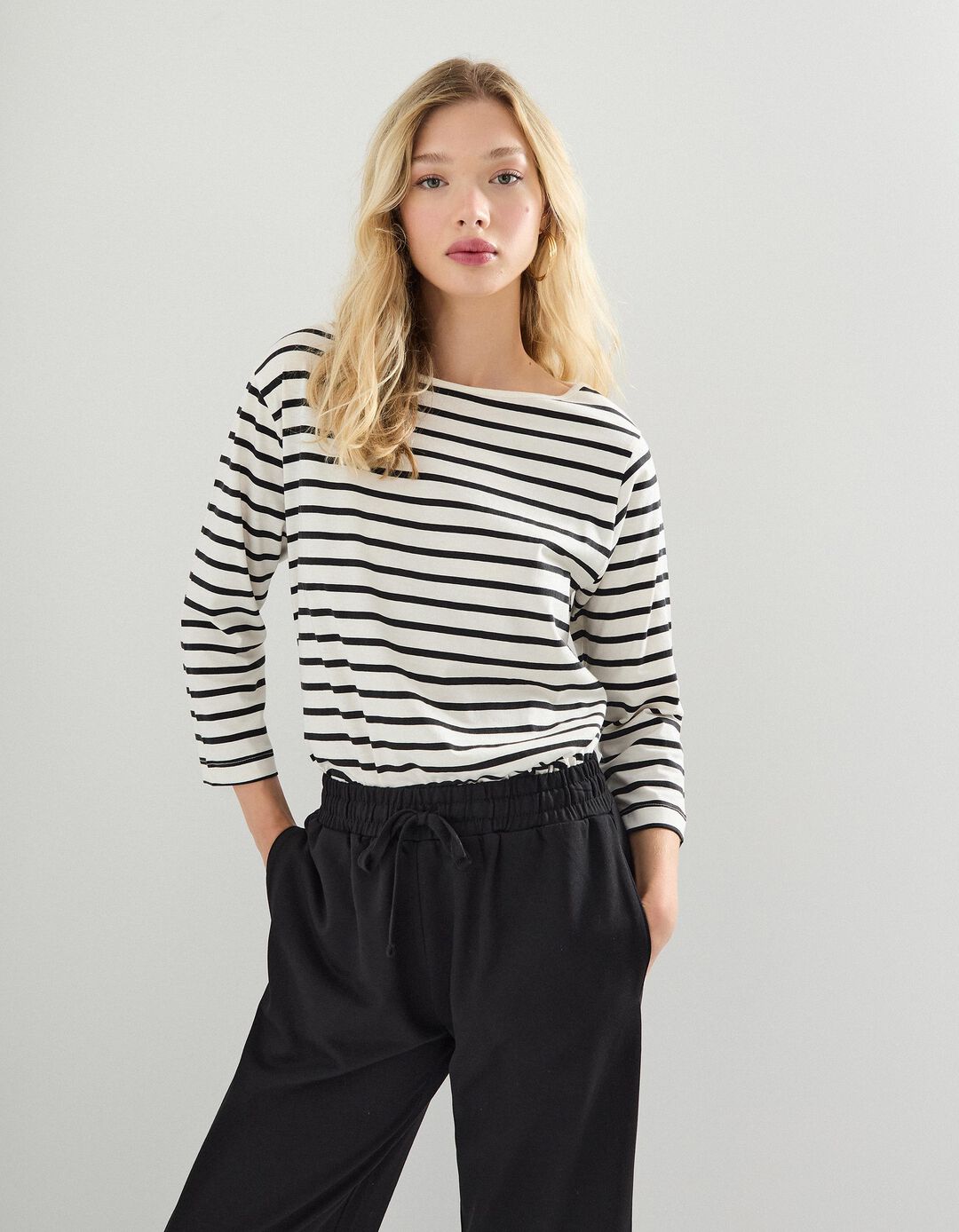 Camisola Riscas, Mulher, Azul Escuro