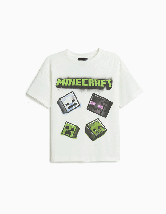 Comprar Online T-shirt Manga Curta 'Minecraft', Menino, Branco
