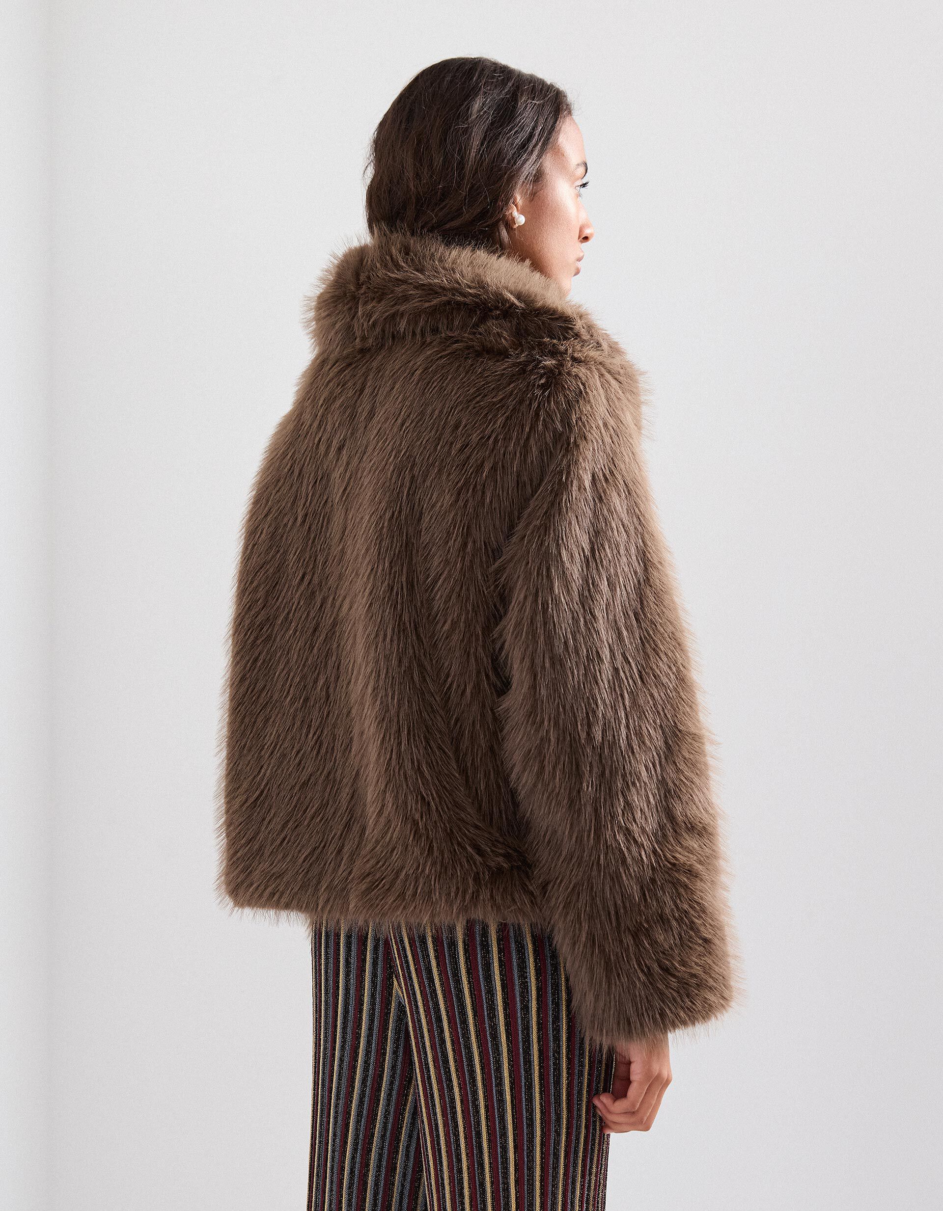 Comprar Online Casaco de Pelo Sint&eacute;tico, Mulher, Castanho