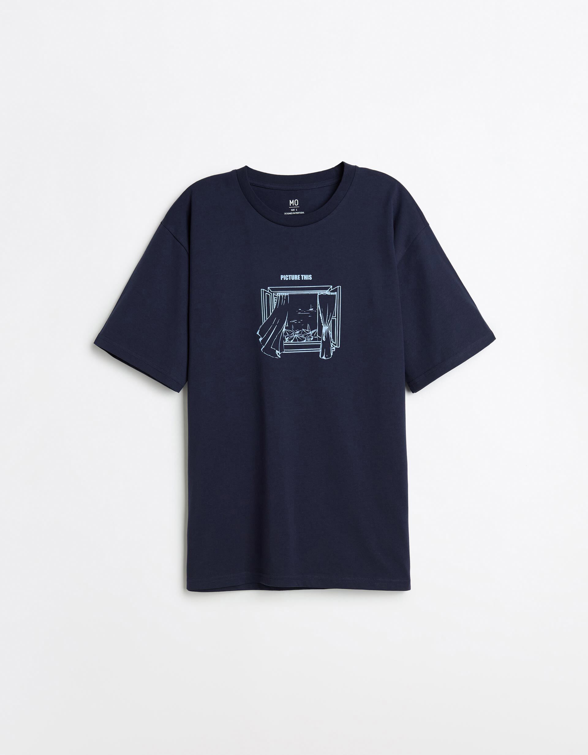 Comprar Online T-shirt Estampada, Homem, Azul Escuro