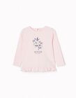 Long Sleeve Cotton T-shirt for Baby Girls 'azalea', Pink