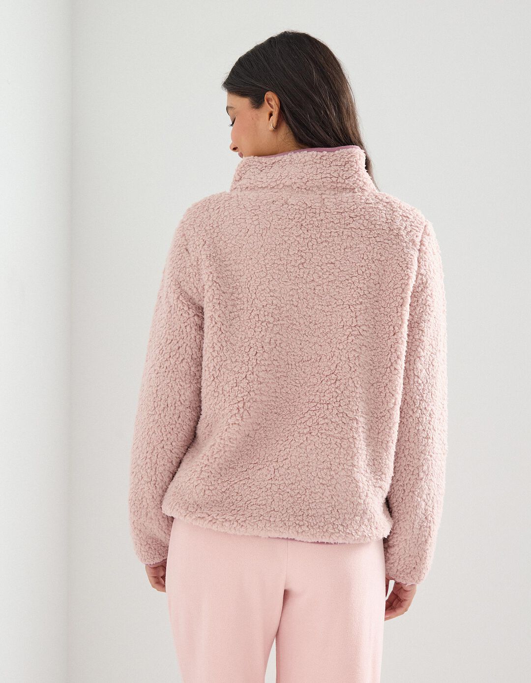 Sweatshirt Sherpa, Mulher, Rosa Claro 