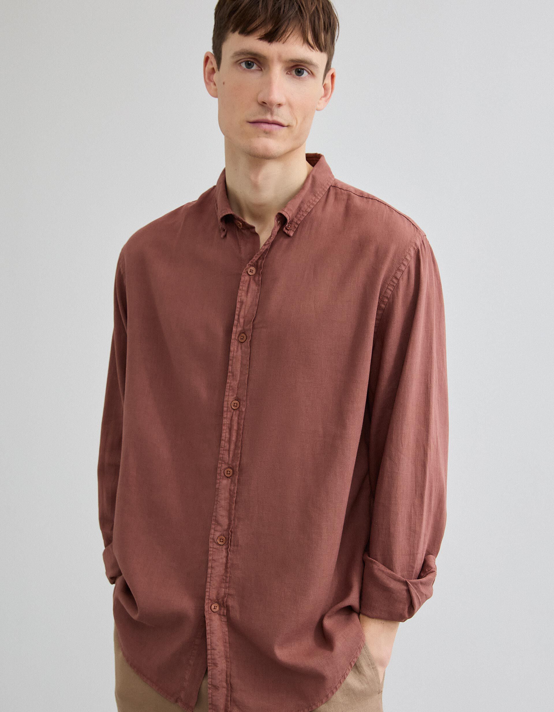 Comprar Online Camisa com Linho, Homem, Castanho