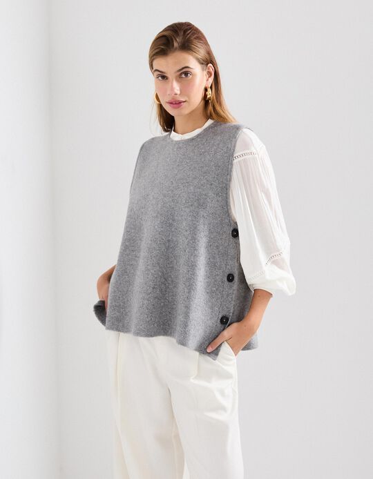 Comprar Online Colete de Malha, Mulher, Cinzento Escuro