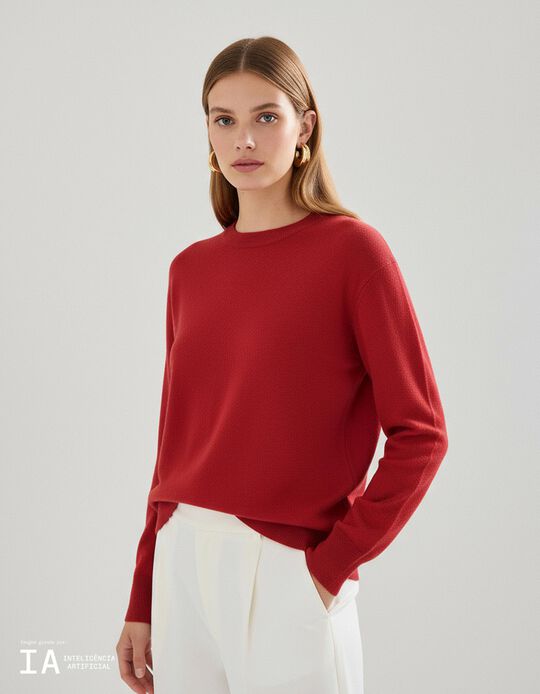 Comprar Online Camisola de Lã com Caxemira, Mulher, Vermelho