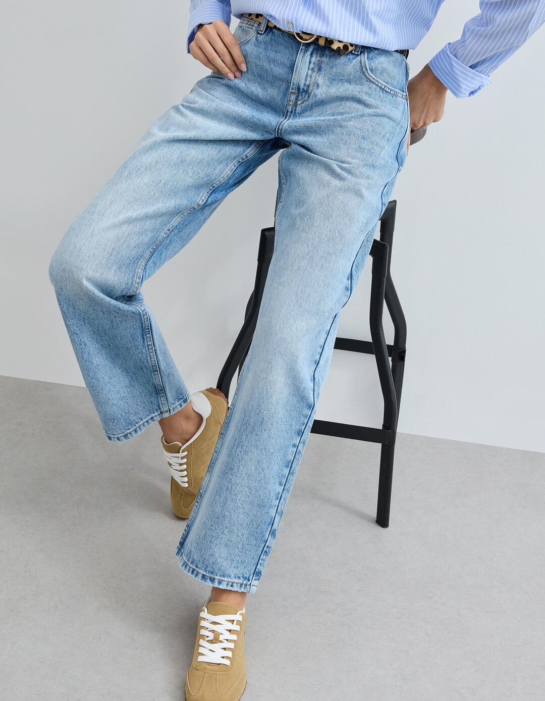 Cal&ccedil;as de Ganga 'Straight Fit', Mulher, Azul Claro