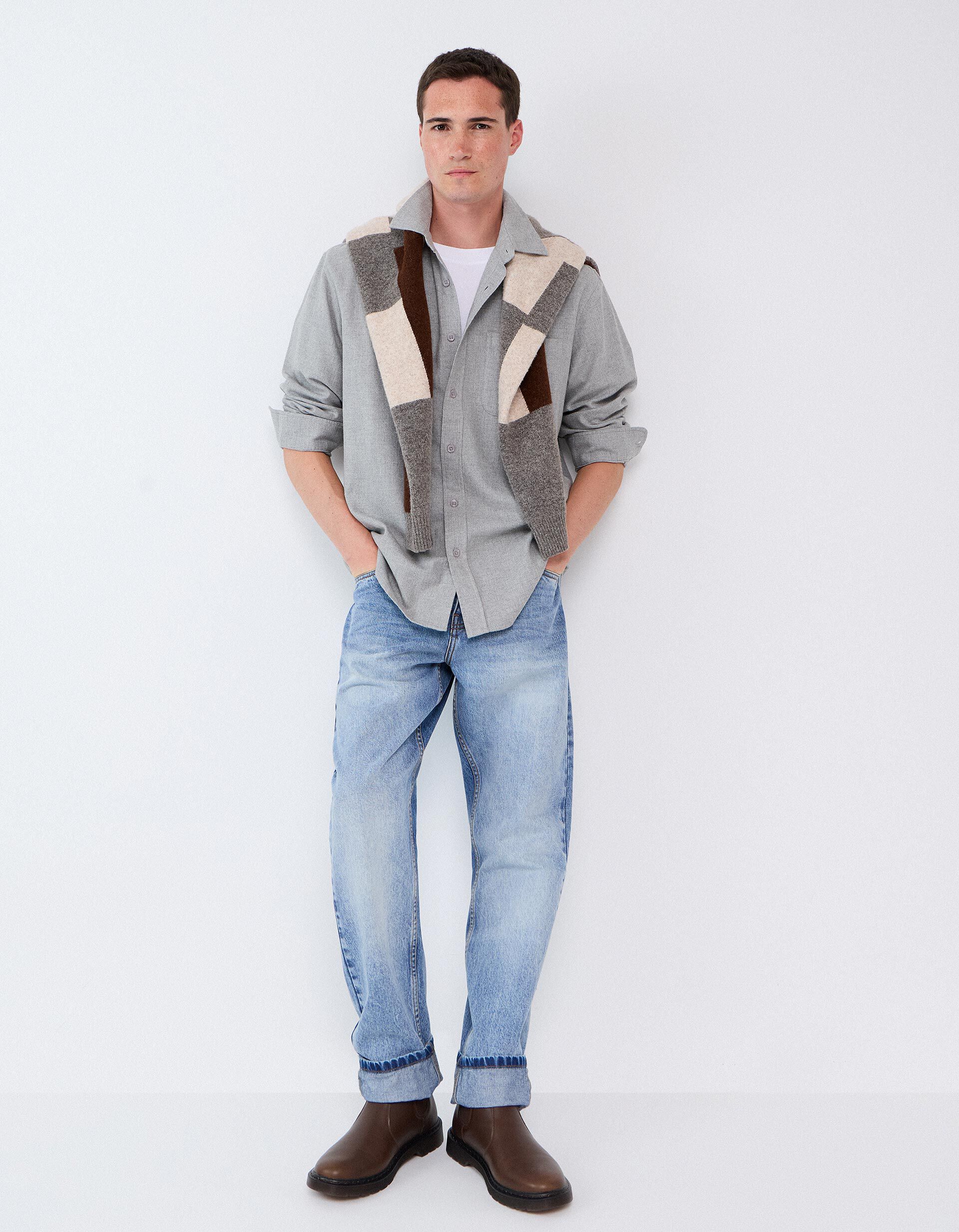 Comprar Online Camisa De Flanela, Homem, Cinzento