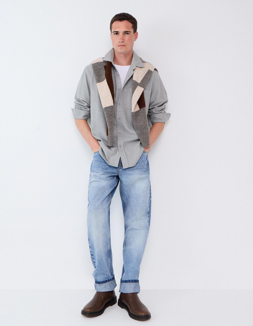 Camisa De Flanela, Homem, Cinzento