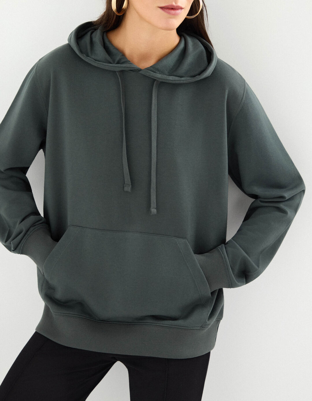 Sweatshirt com Capuz, Mulher, Cinzento Escuro 
