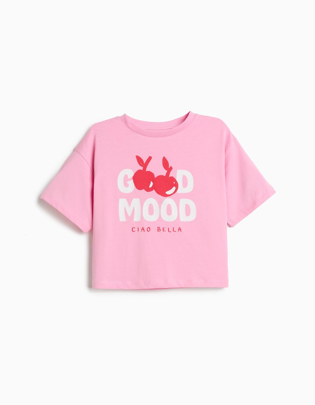 T-shirt Estampada, Menina, Rosa