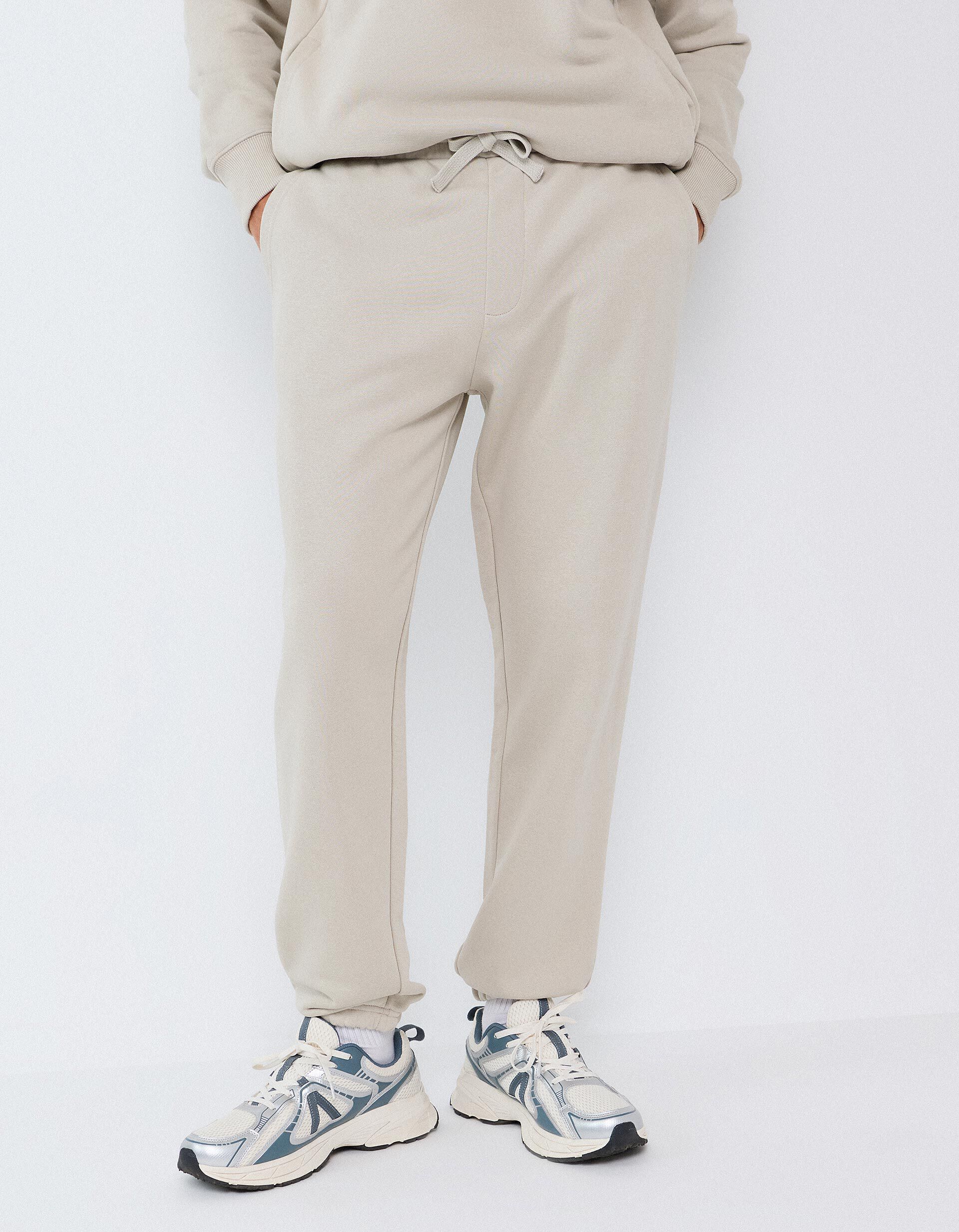 Comprar Online Cal&ccedil;as Jogger De Felpa, Homem, Bege Claro
