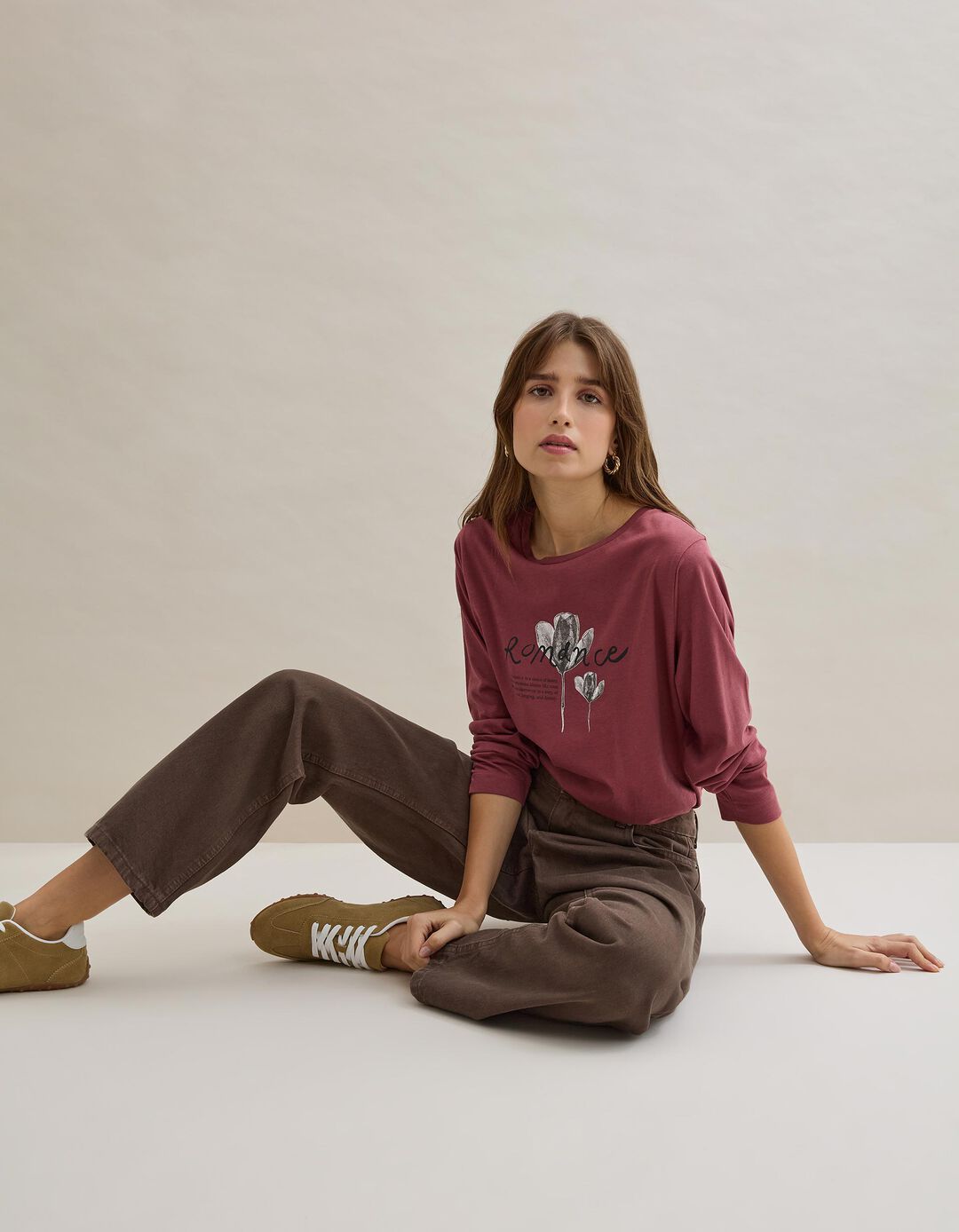 T-shirt Manga Comprida, Mulher, Vermelho