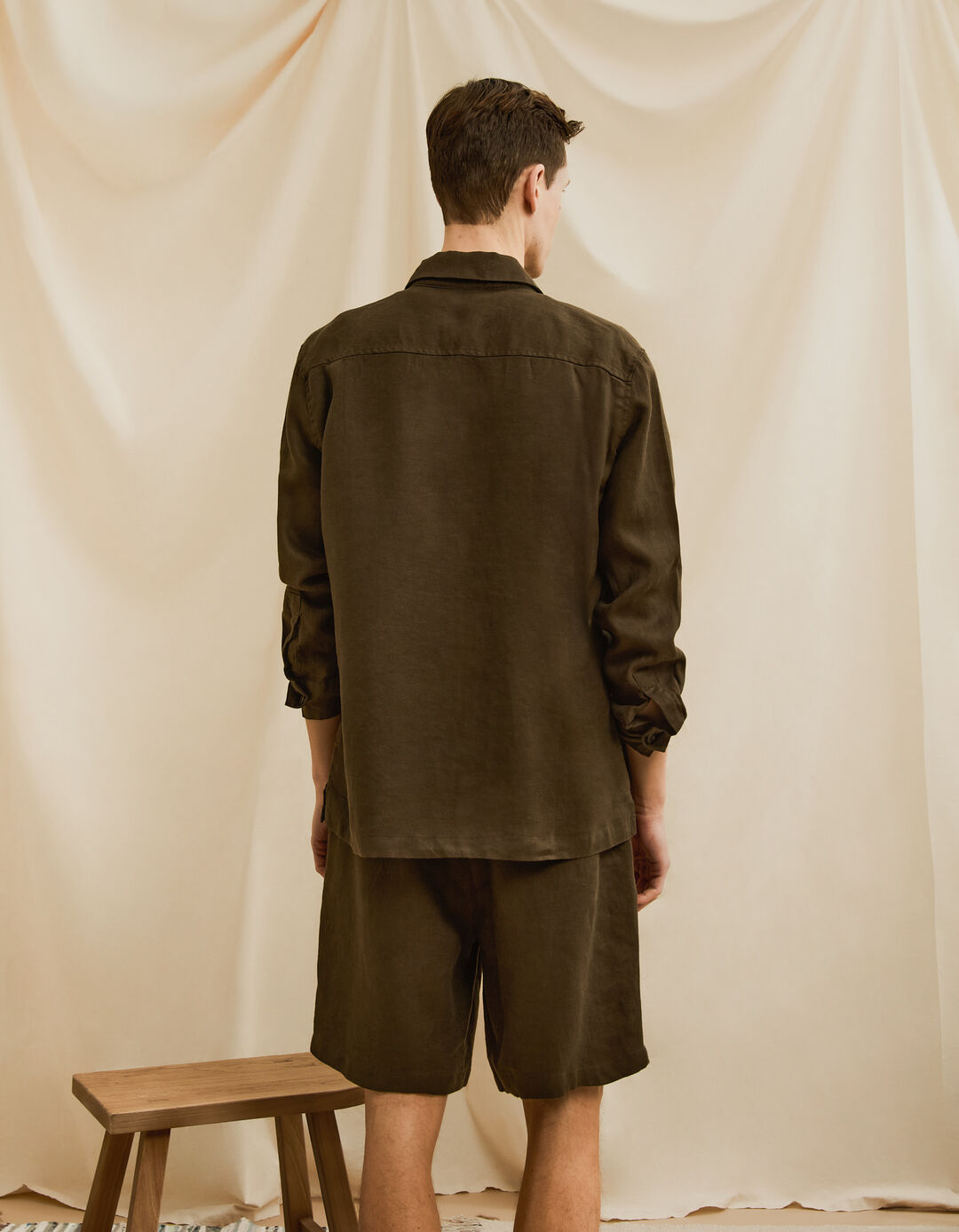Sobrecamisa 100% Linho, Homem, Verde Escuro