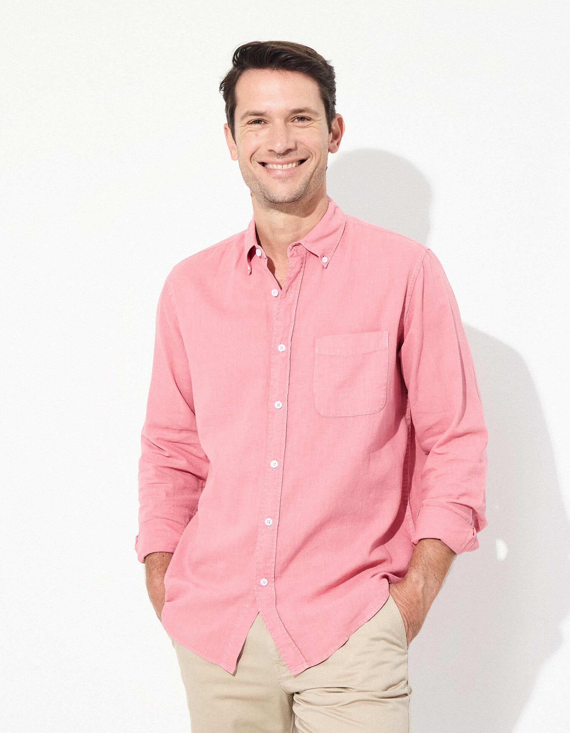 Comprar Online Camisa com Linho, Homem, Rosa Escuro