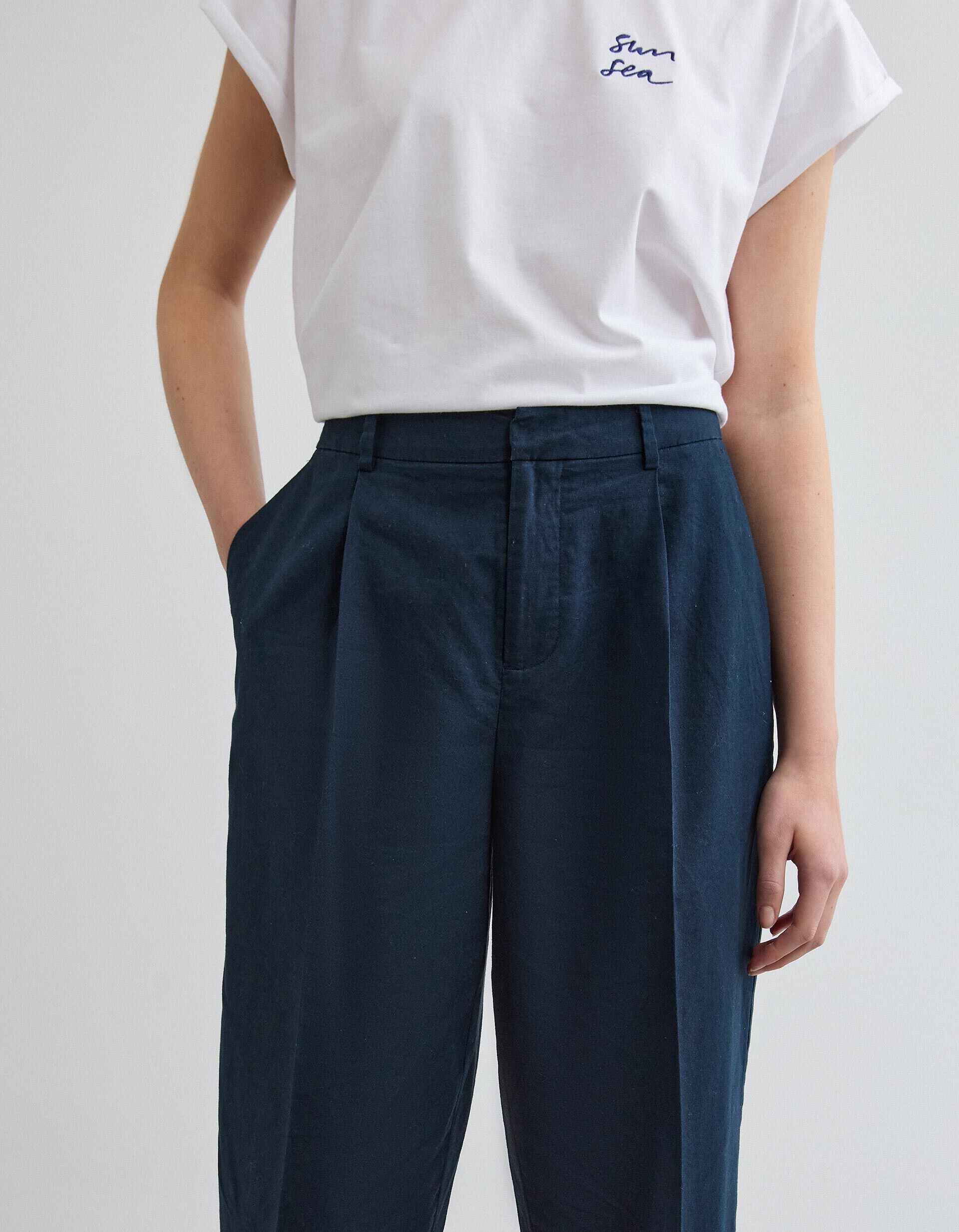 Comprar Online Cal&ccedil;as de Linho, Mulher, Azul Escuro