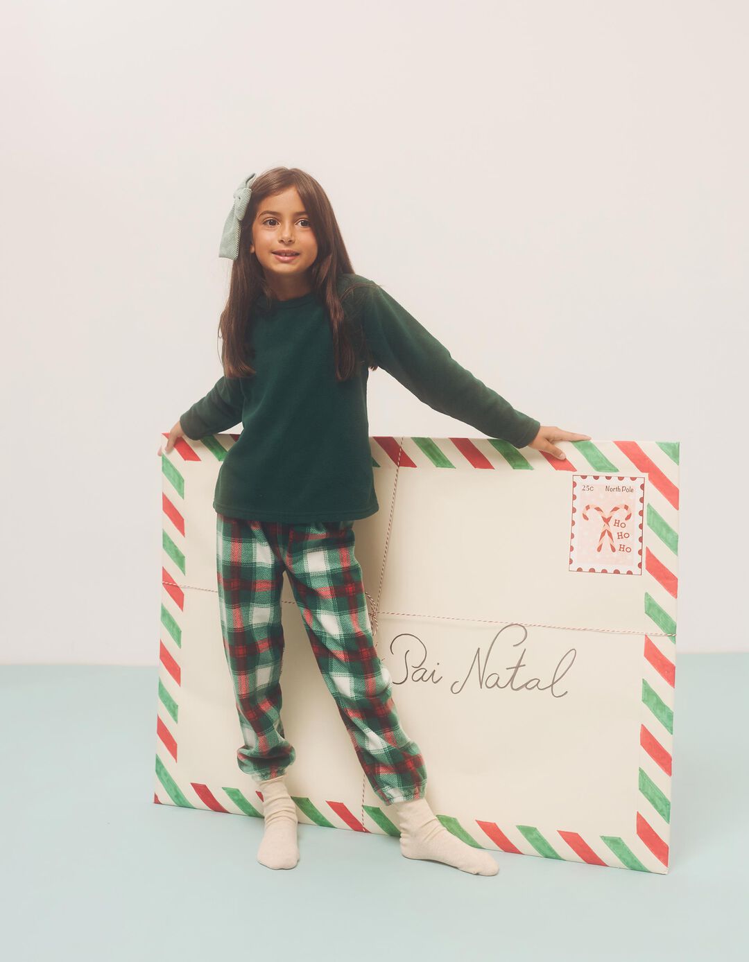 Pijama Polar de Natal, Menina, Verde Escuro