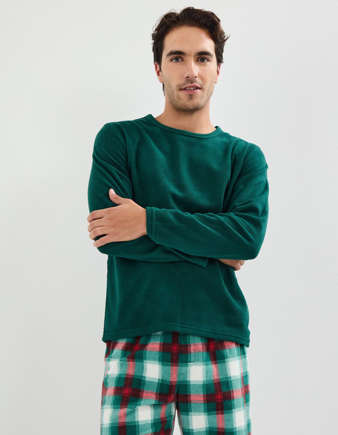 Pijama Polar Natal, Homem, Verde Escuro