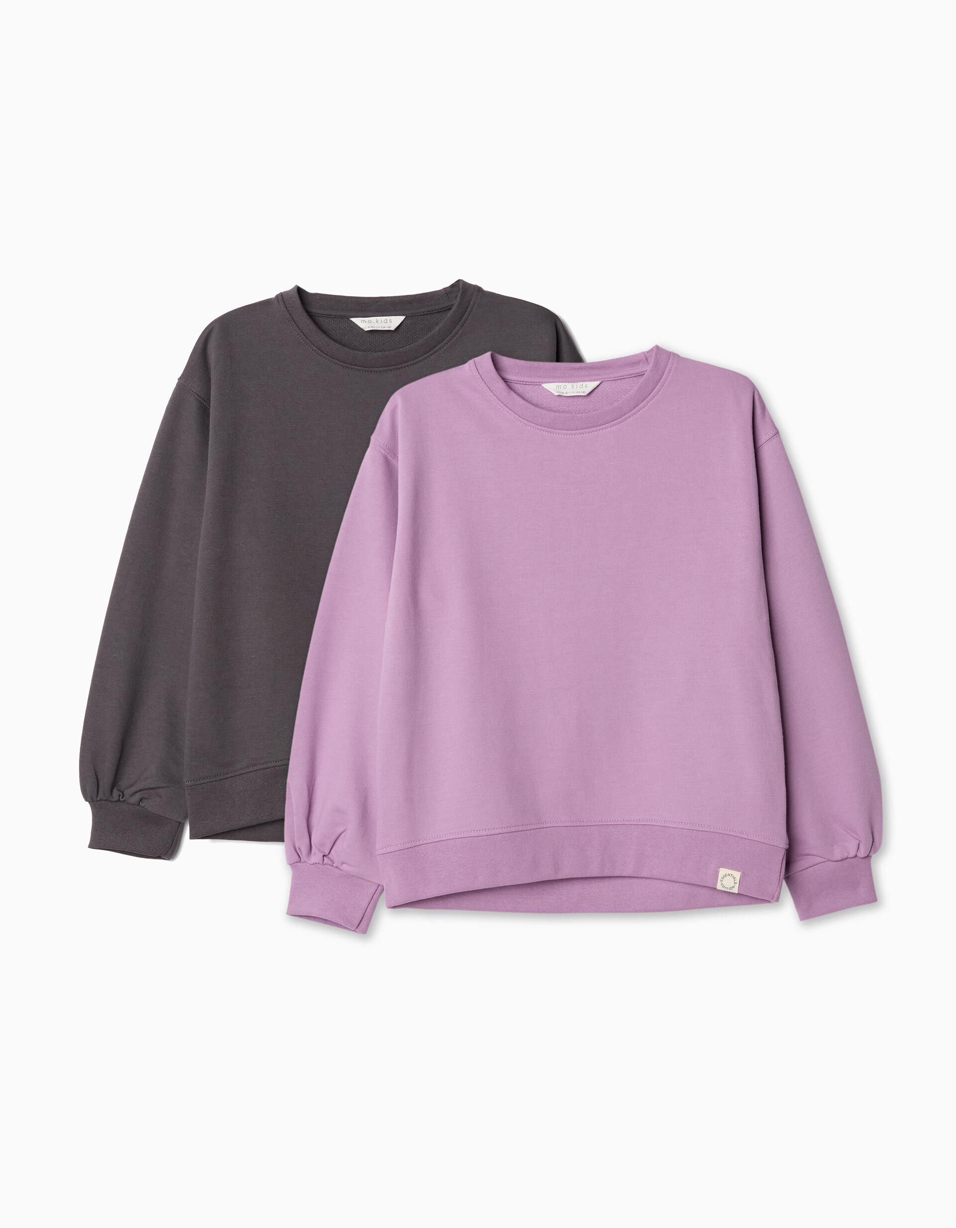 Comprar Online Pack 2 Sweatshirts de Felpa, Menina, Lil&aacute;s/Cinzento Escuro