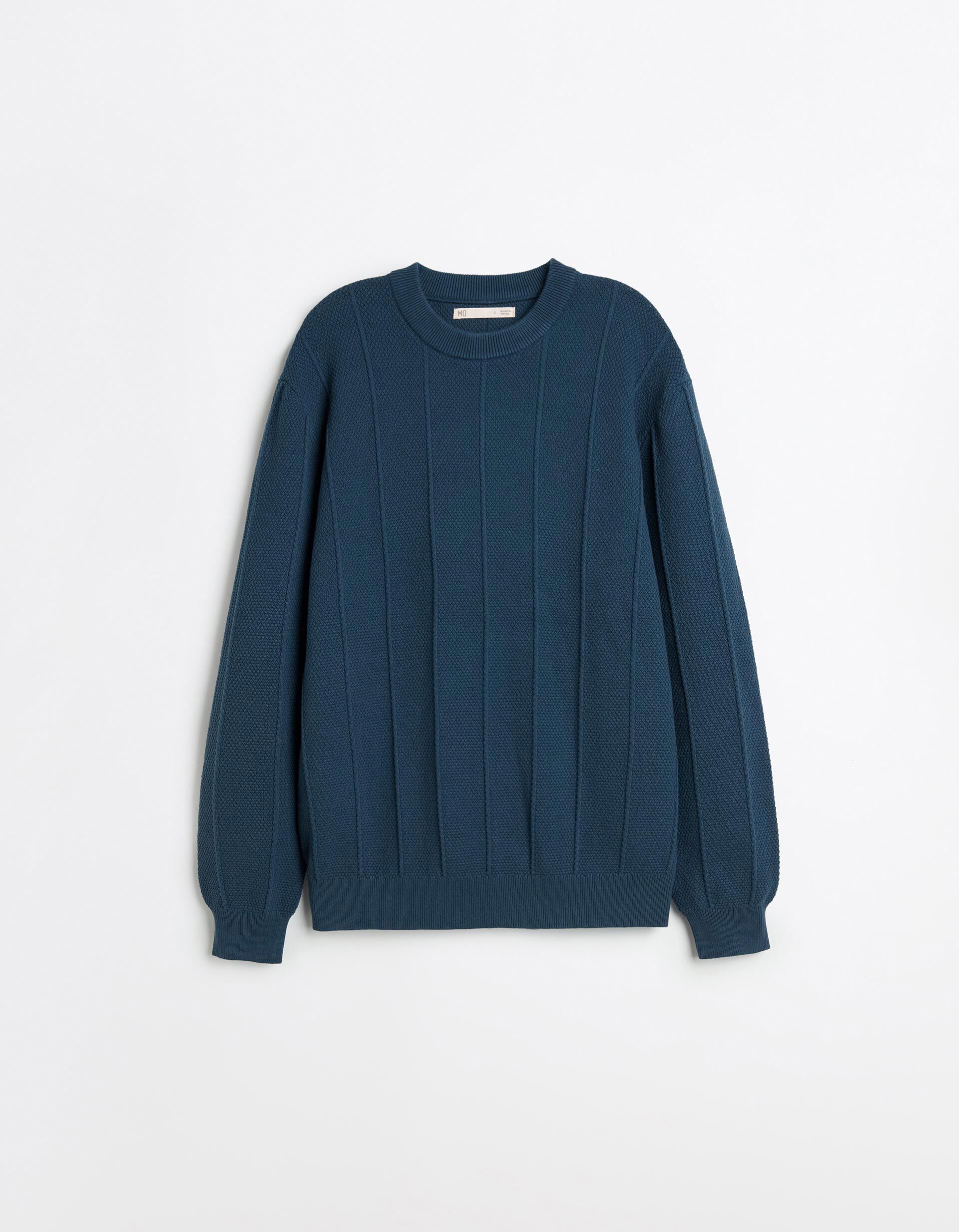 Comprar Online Camisola de Malha Jacquard, Homem, Azul Escuro