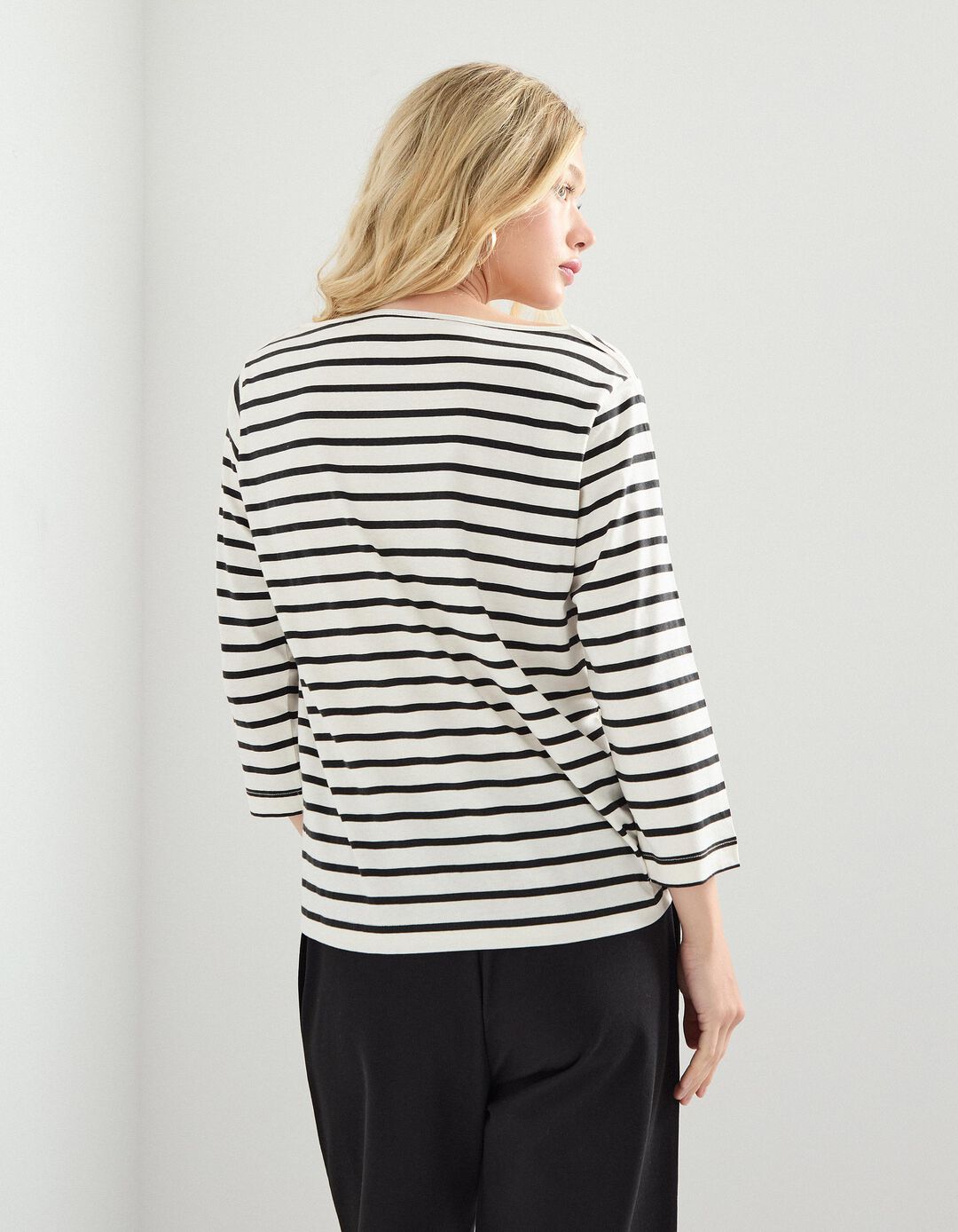 Camisola Riscas, Mulher, Azul Escuro