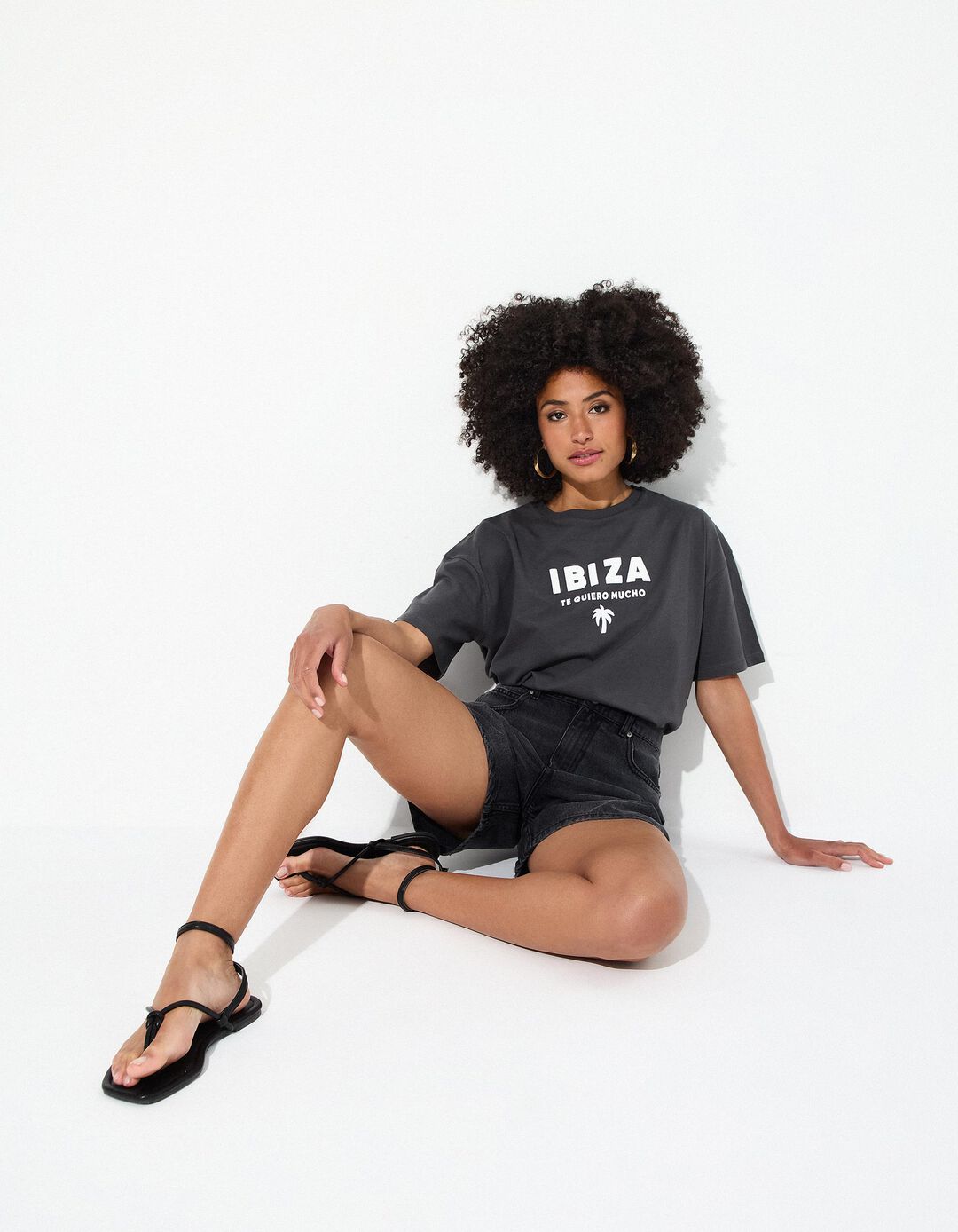 T-shirt Print, Mulher, Cinzento Escuro 