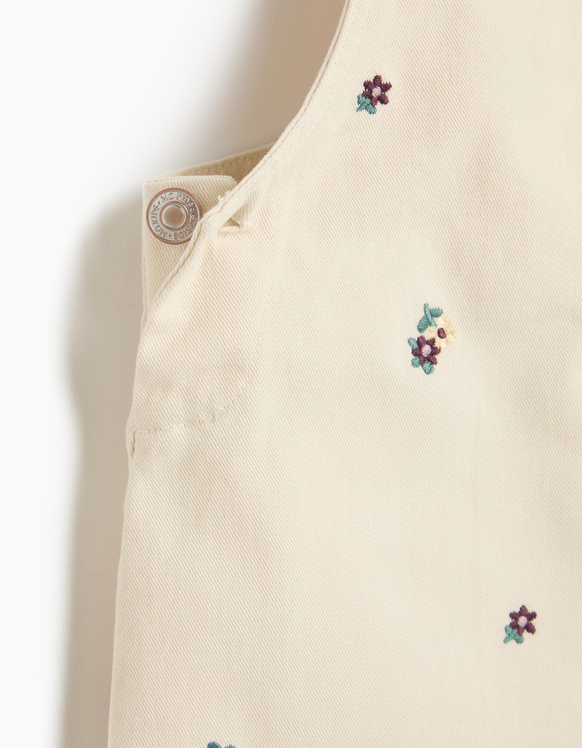 Comprar Online Saia Jardineira Bordada Com Flores, Menina, Bege Claro