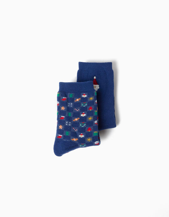 Comprar Online Pack 2 Pares De Meias Natal, Menino, Azul Escuro
