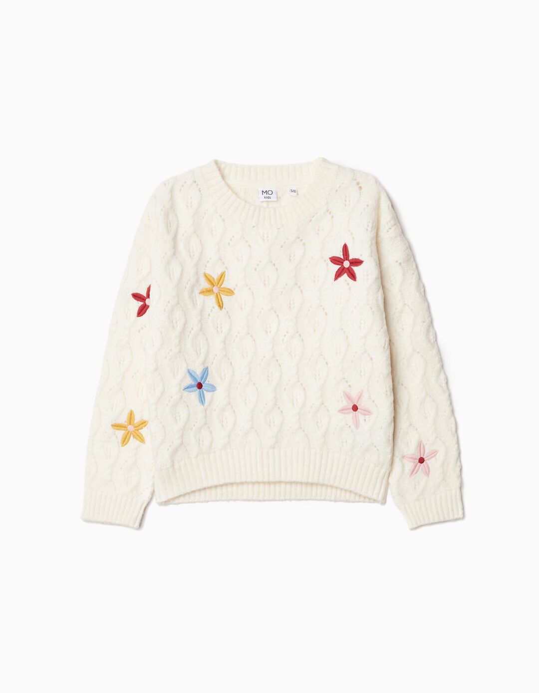 Flowers Knit Sweater, Girl, White