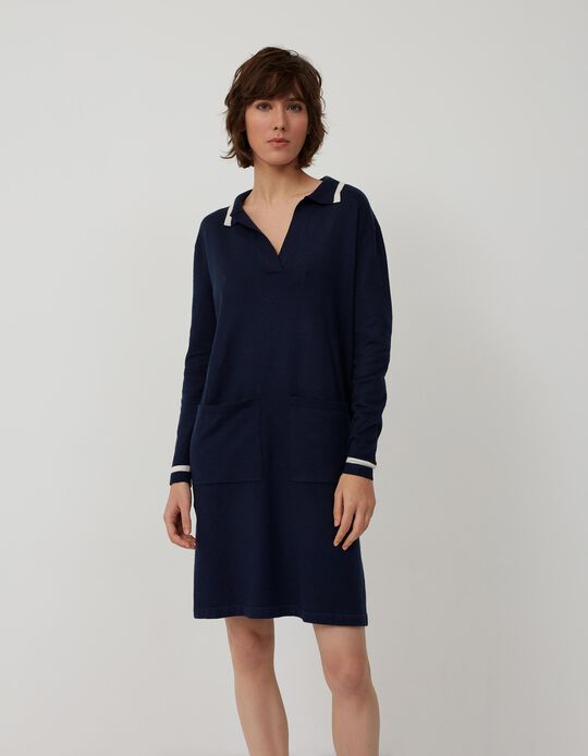 Knitted Dress for Women, Dark Blue