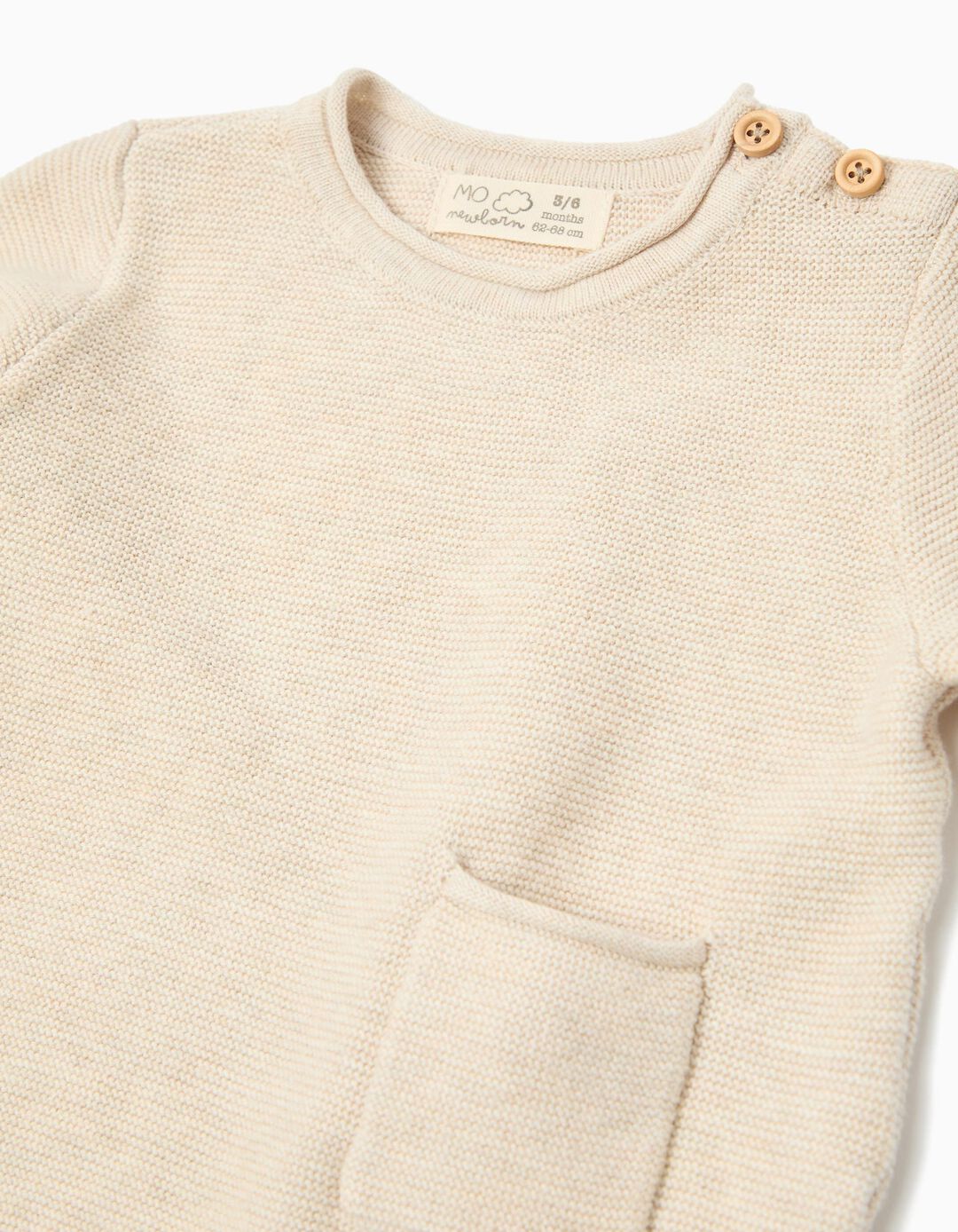 Camisola de Malha, Recém-Nascido, Bege Claro