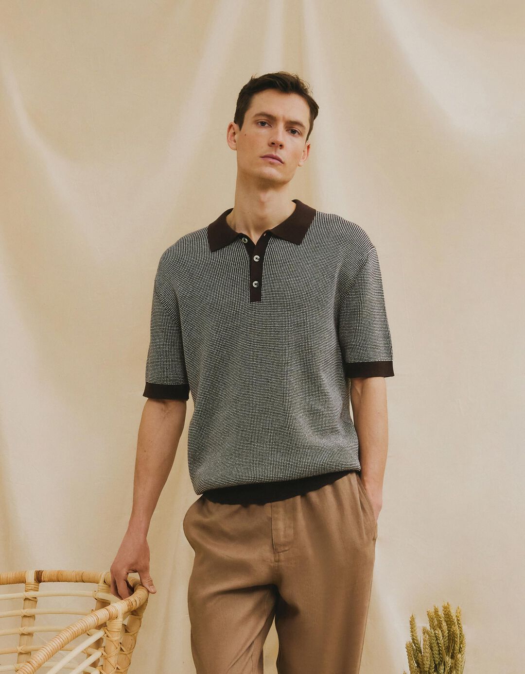 Polo Waffle, Homem, Castanho