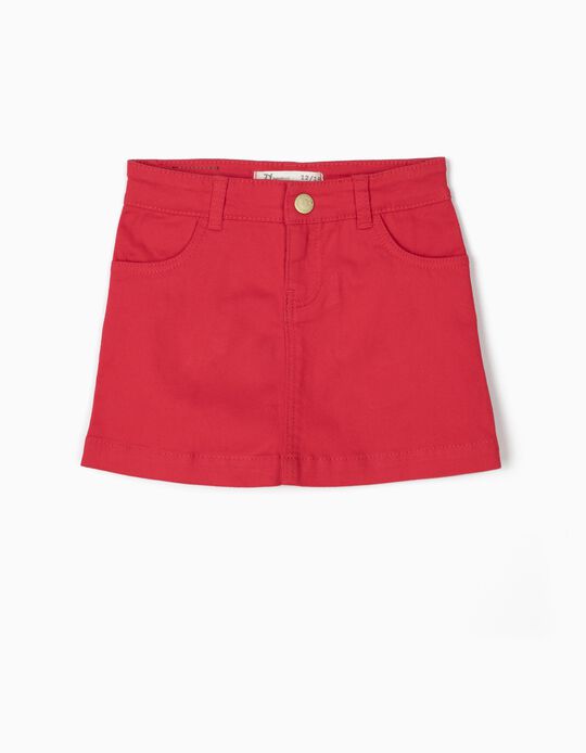 Saia Denim para Beb&eacute; Menina, Vermelho