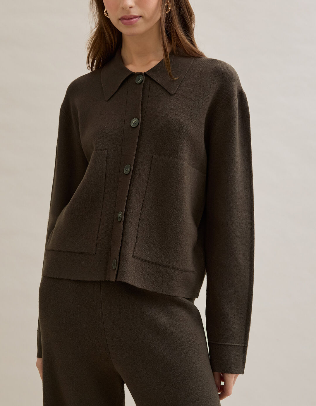 Casaco de Malha, Mulher, Castanho Escuro